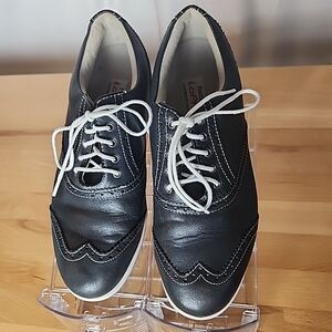 FootJoy LoPro Golf Shoes Women 7.5M Navy Sparkle Wingtip Spikeless Oxford Preppy